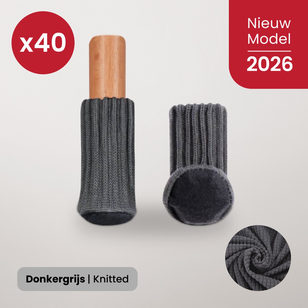 BankhoesDiscounter Stoelpoot Beschermers – Vloerbeschermers - Stoel Sokken – Stoelpoot Doppen – Vloerbeschermer - 20-60mm – Donkergrijs – 40 Stuks