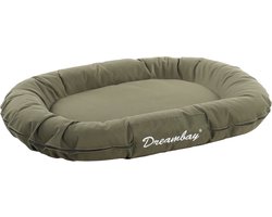 Flamingo Hondenkussen Dreambay® Ovaal olijfgroen - 80 x 60 x 14cm - Wasbaar - Afneembare hoes met rits - Waterafstotend - Ideaal voor Beagle, Franse Bulldog, Cocker Spaniel, Shih Tzu & Jack Russell Terriër enz..