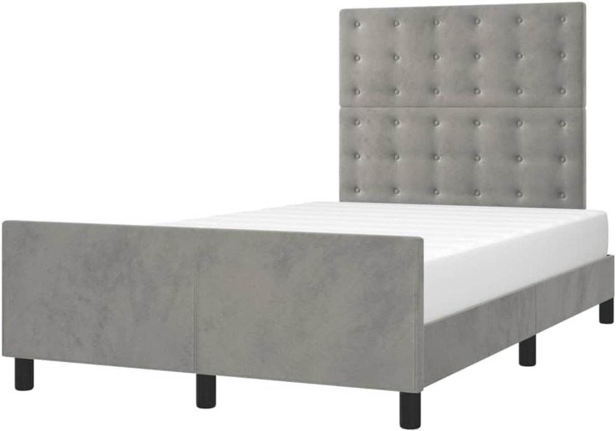 vidaXL Bedframe met hoofdeinde fluweel lichtgrijs 120x200 cm, bed, ledikant, tweepersoonsb