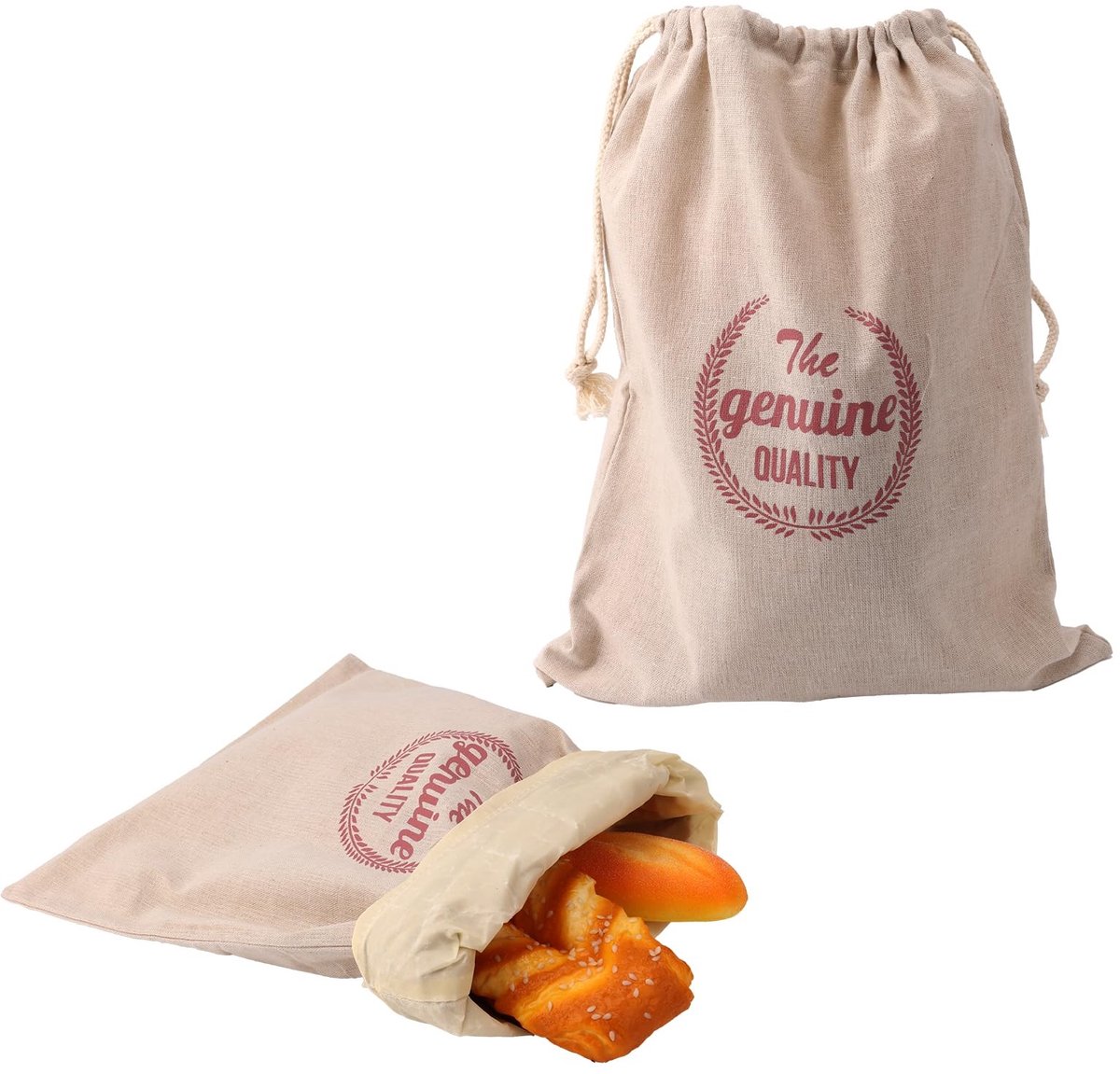 Thelauzy - Beeswax Bread Bags - Herbruikbare Voedselopslag - 40x30 cm - Houdt Brood Vers - Ideaal voor Thuisbakken - Off-white