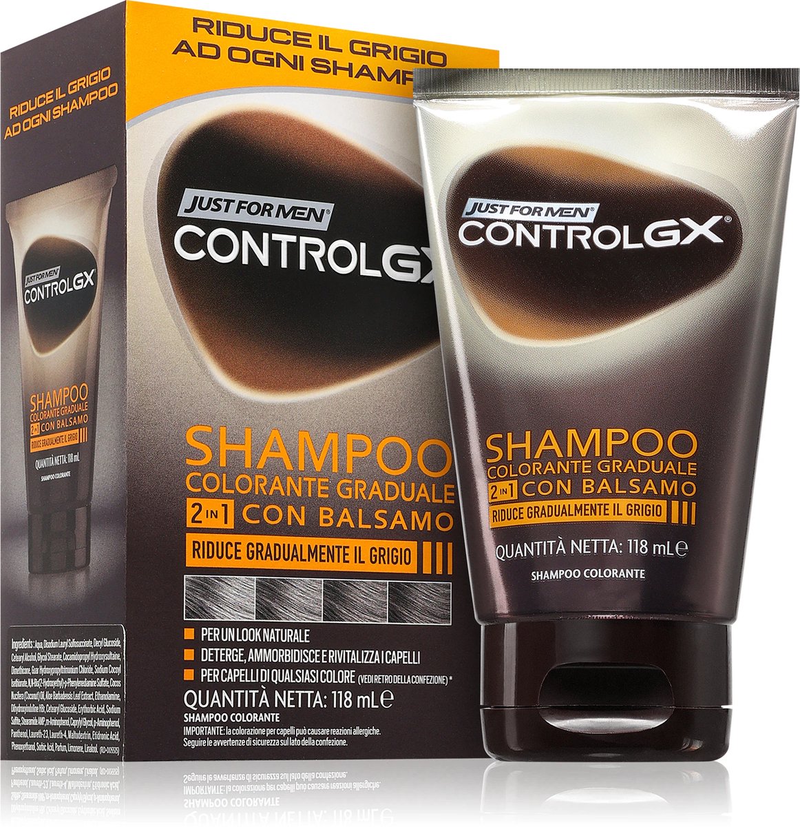 AANBOD 3X Just For Men Control GX Shampoo en Conditioner - Grijze haarverzwakker 147ML