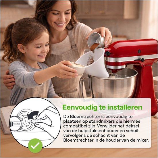 Meeltrechter voor KitchenAid 4,5–5 Quart Tilt-Head Stand Mixers Artisan & Classic Series van MMOBIEL - Anti-Spat Opzetstuk, Hands-Free, Voor Droge & Vloeibare Ingrediënten - Vaatwasmachinebestendig van Merkloos — afbeelding 3