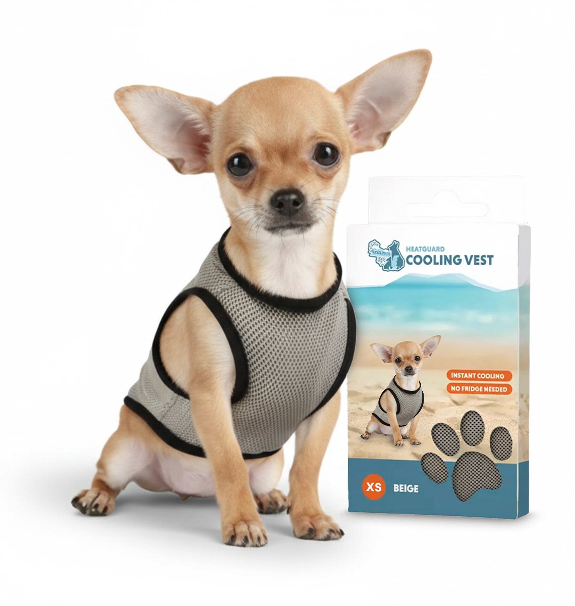 Coolpets Koelvest Hond XS - Coolvest - Verkoelende Jas - Ruglengte 20 cm - Cooling Vest - Beige