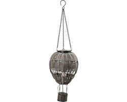 Northpoint Hot Air Balloon Solar LED Rattan Weatherproof Hanging Lamp for Garden, Balcony and Patio, Boho Decoration Wind Light with Warm White Light, Outdoor Solar Lamp
