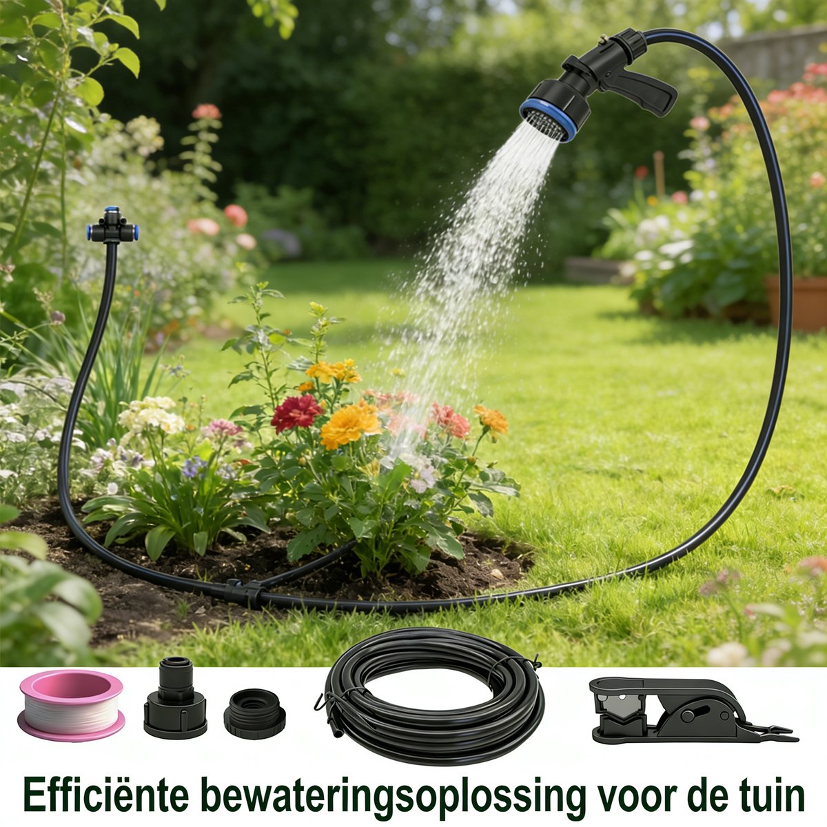 Vernevelaar Sproeierset voor Tuin – 20M PU Slang, Verstelbare Nozzles, Complete Besproeiingsset voor Bloemen en Planten