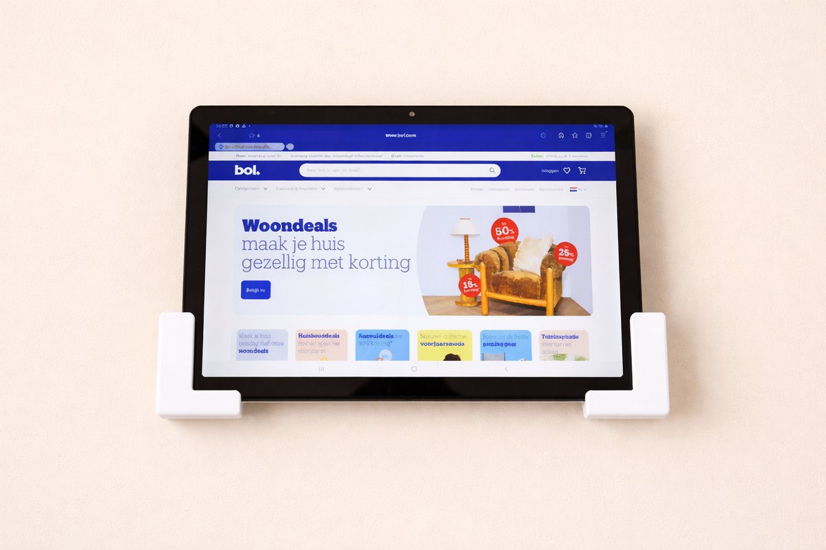 Tablet Houder voor Wandmontage – Minimalistisch Design – Universeel – Inclusief Bevestigingsmateriaal