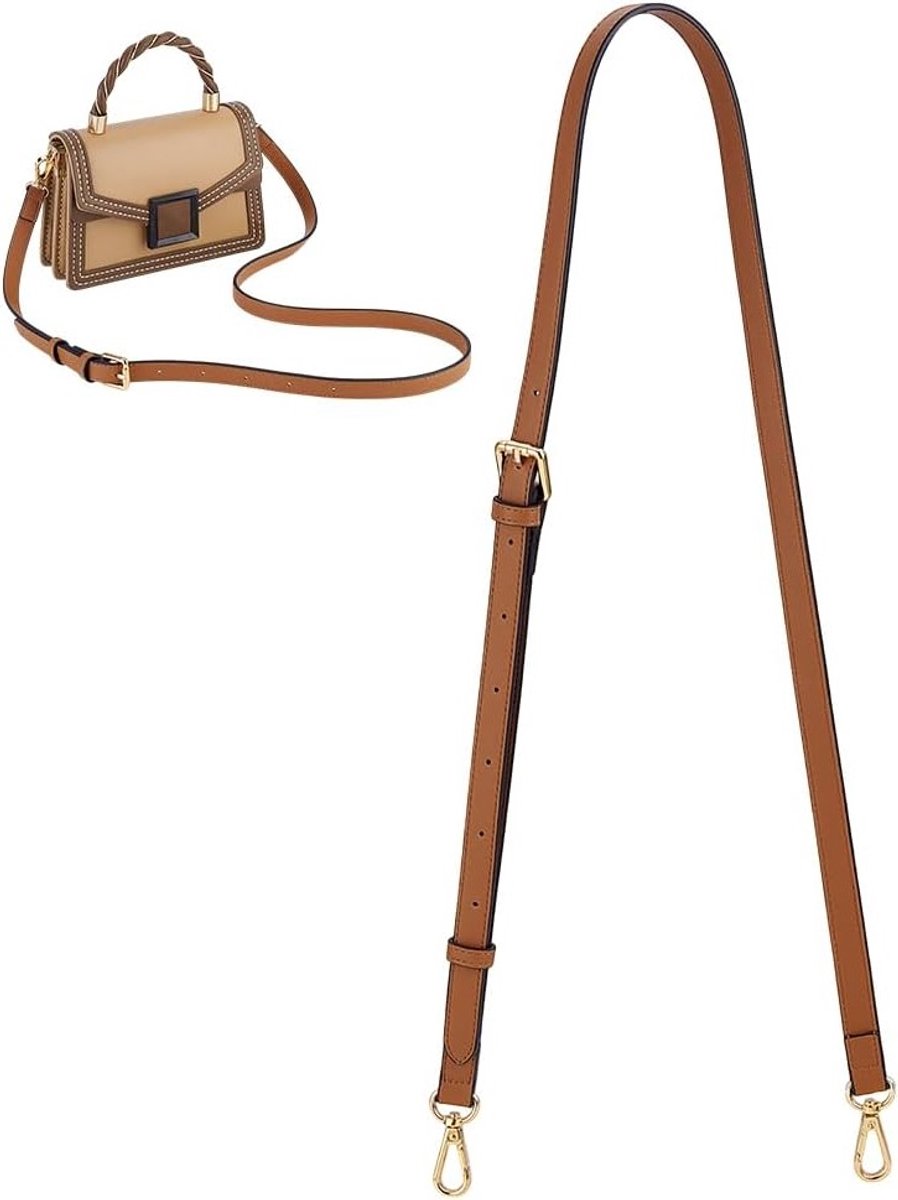 Verstelbare Leren Crossbody Strap van 104~133cm voor Handgemaakte Tassen, Met Gouden Gespen, Ideaal voor Portemonnees en Schoudertassen