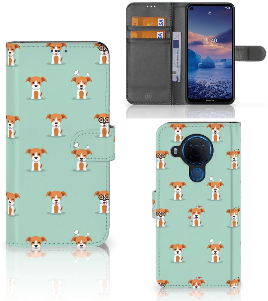 Nokia 5.4 Telefoonhoesje met Pasjes Pups