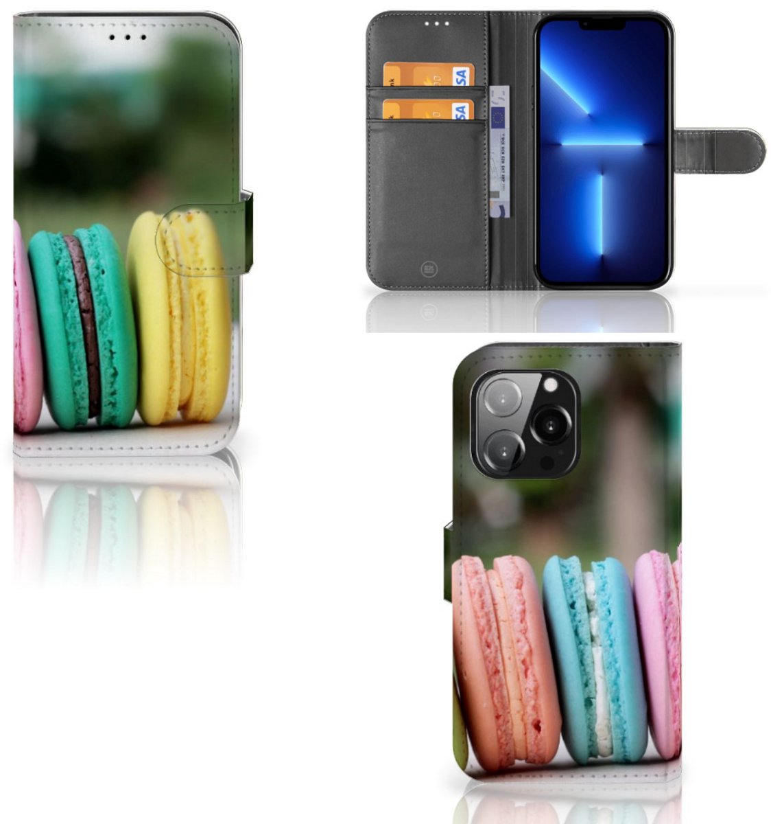 Book Case voor iPhone 13 Pro Book Cover Macarons