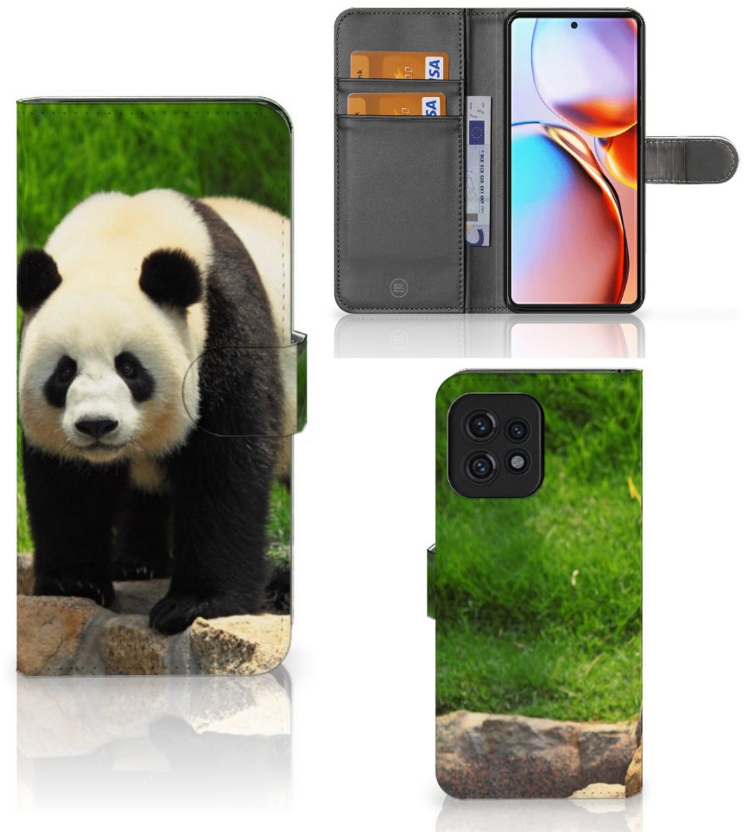 Motorola Edge 40 Pro Telefoonhoesje met Pasjes Panda