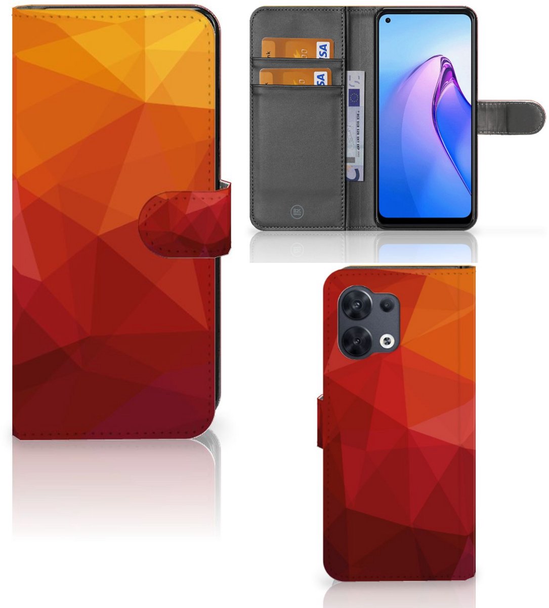 Book Case voor OPPO Reno8 Polygon Red