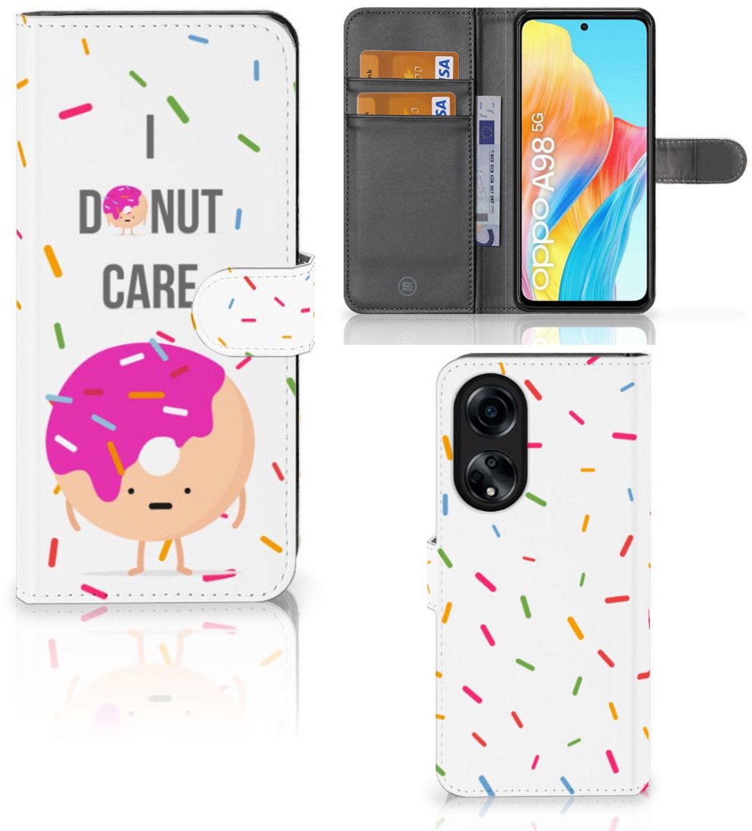 OPPO A98 5G Book Cover Donut Roze