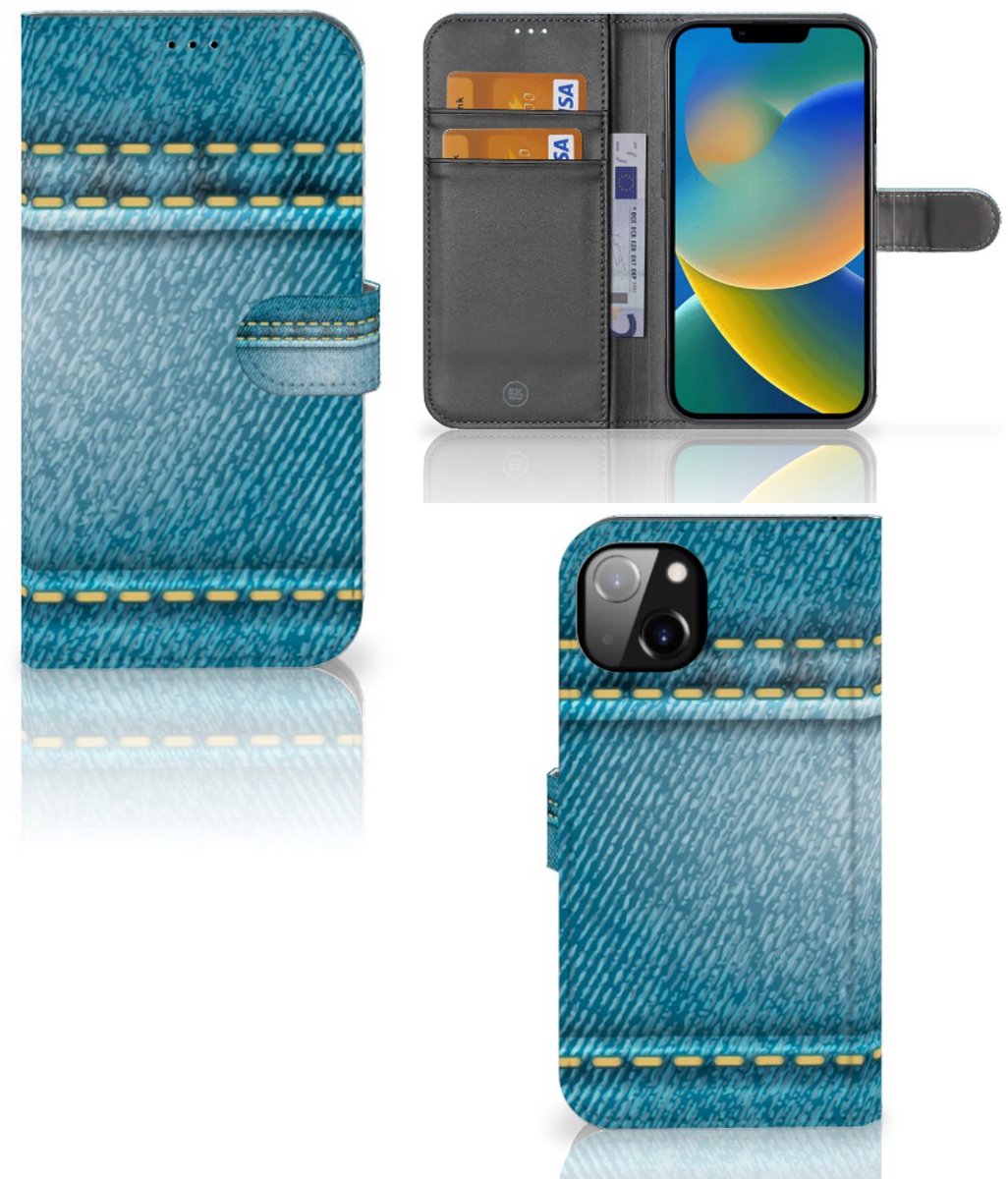 iPhone 14 Plus Wallet Case met Pasjes Jeans