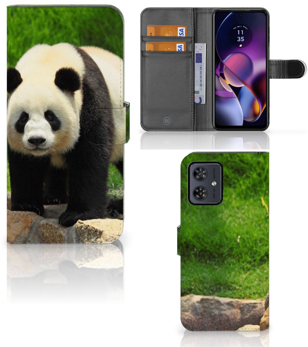 Motorola Moto G54 Telefoonhoesje met Pasjes Panda