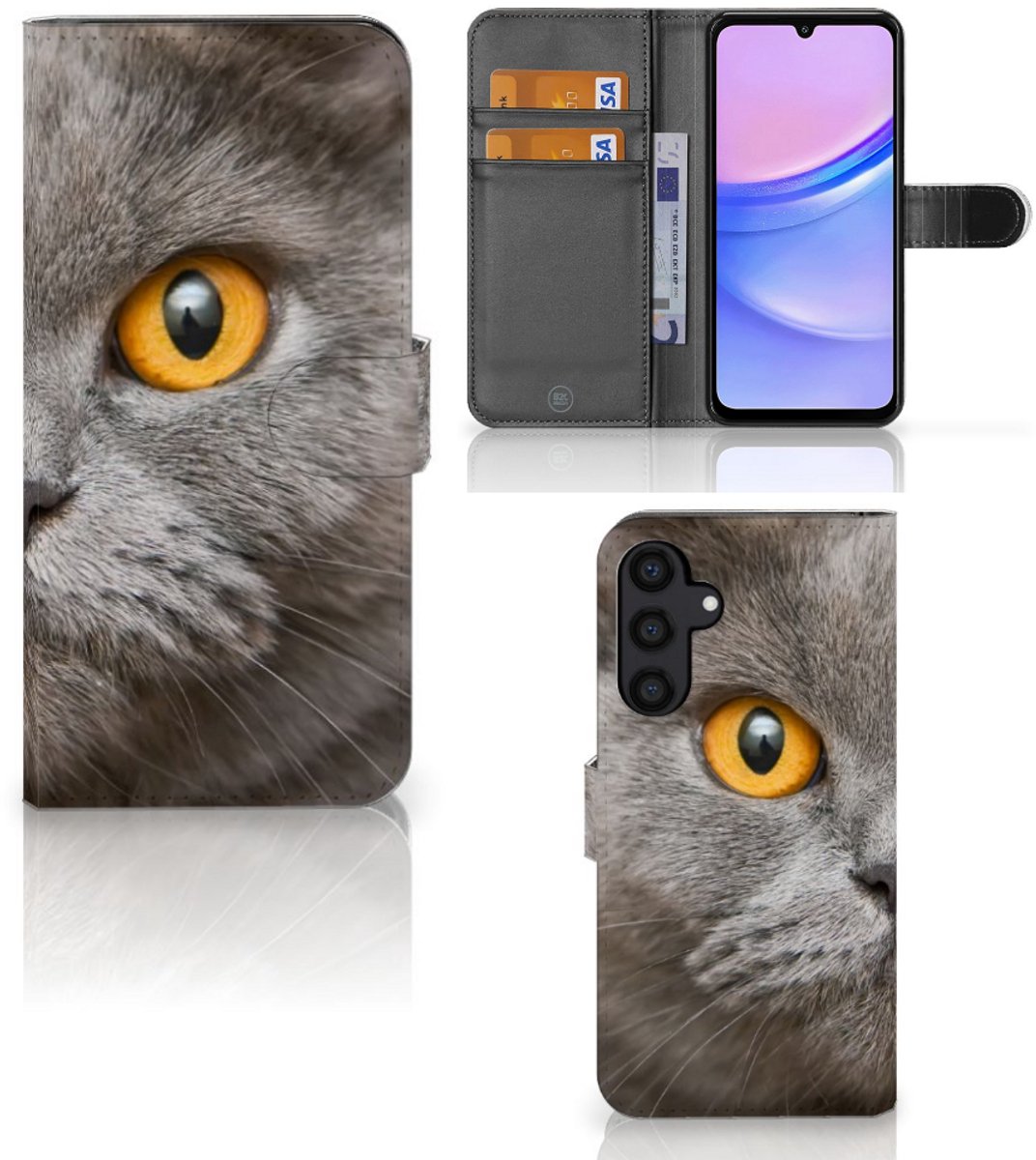 Telefoonhoesje met Pasjes Samsung Galaxy A15 Britse Korthaar