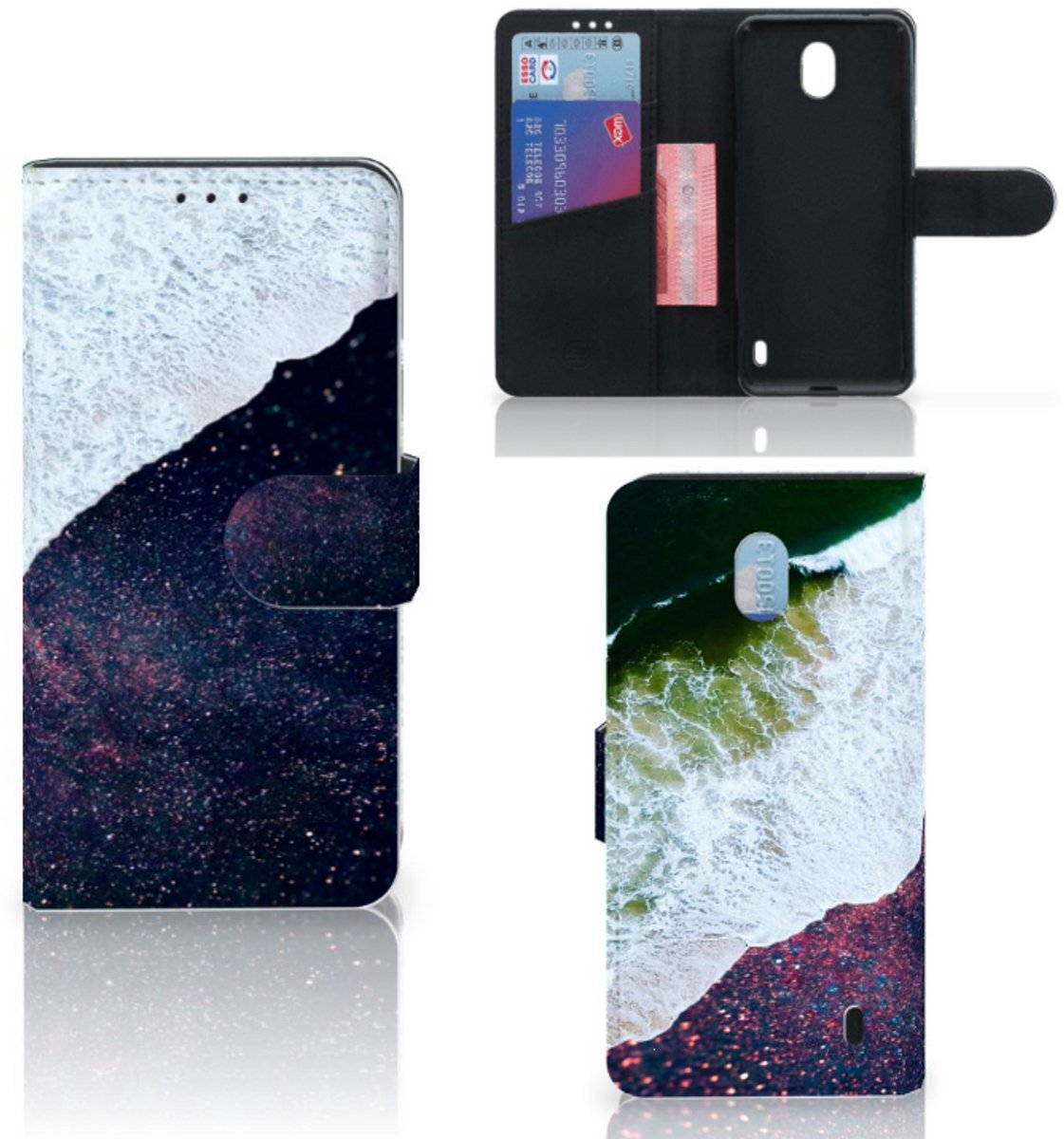 Boekhoesje voor Nokia 1 Plus Book Case Sea in Space