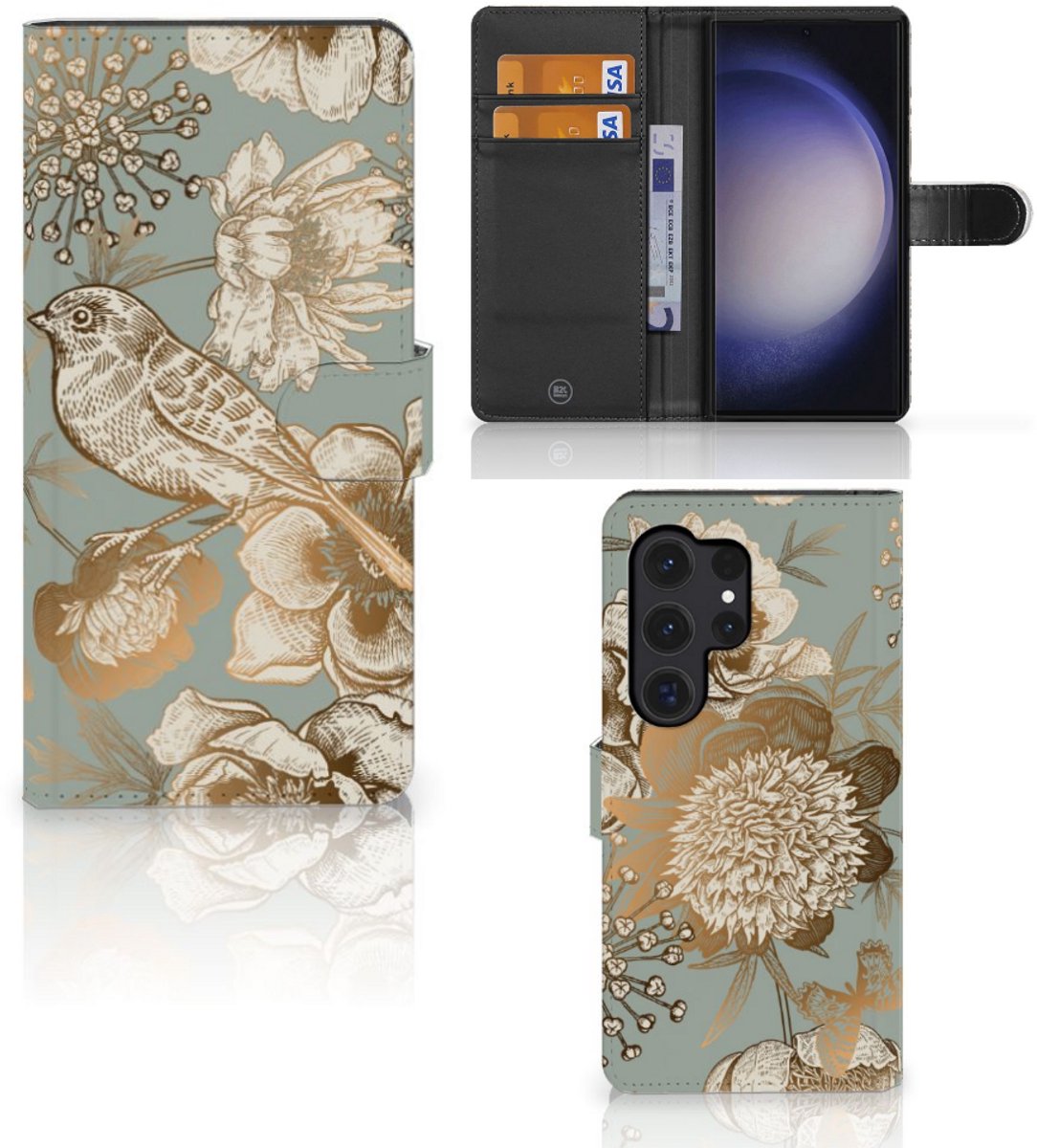 Hoesje voor Samsung Galaxy S24 Ultra Vintage Bird Flowers