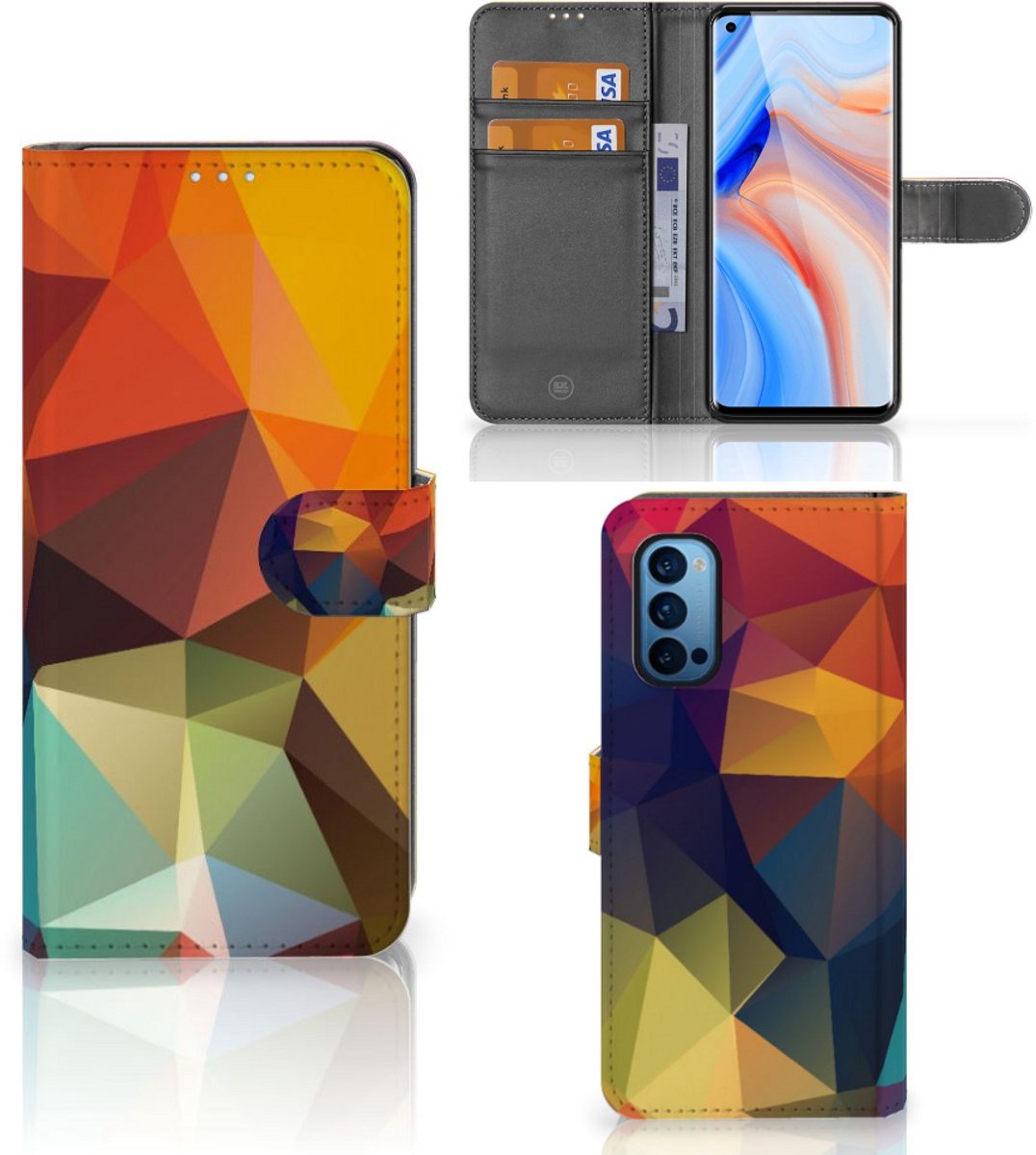 OPPO Reno 4 Pro 5G Book Case Polygon Color
