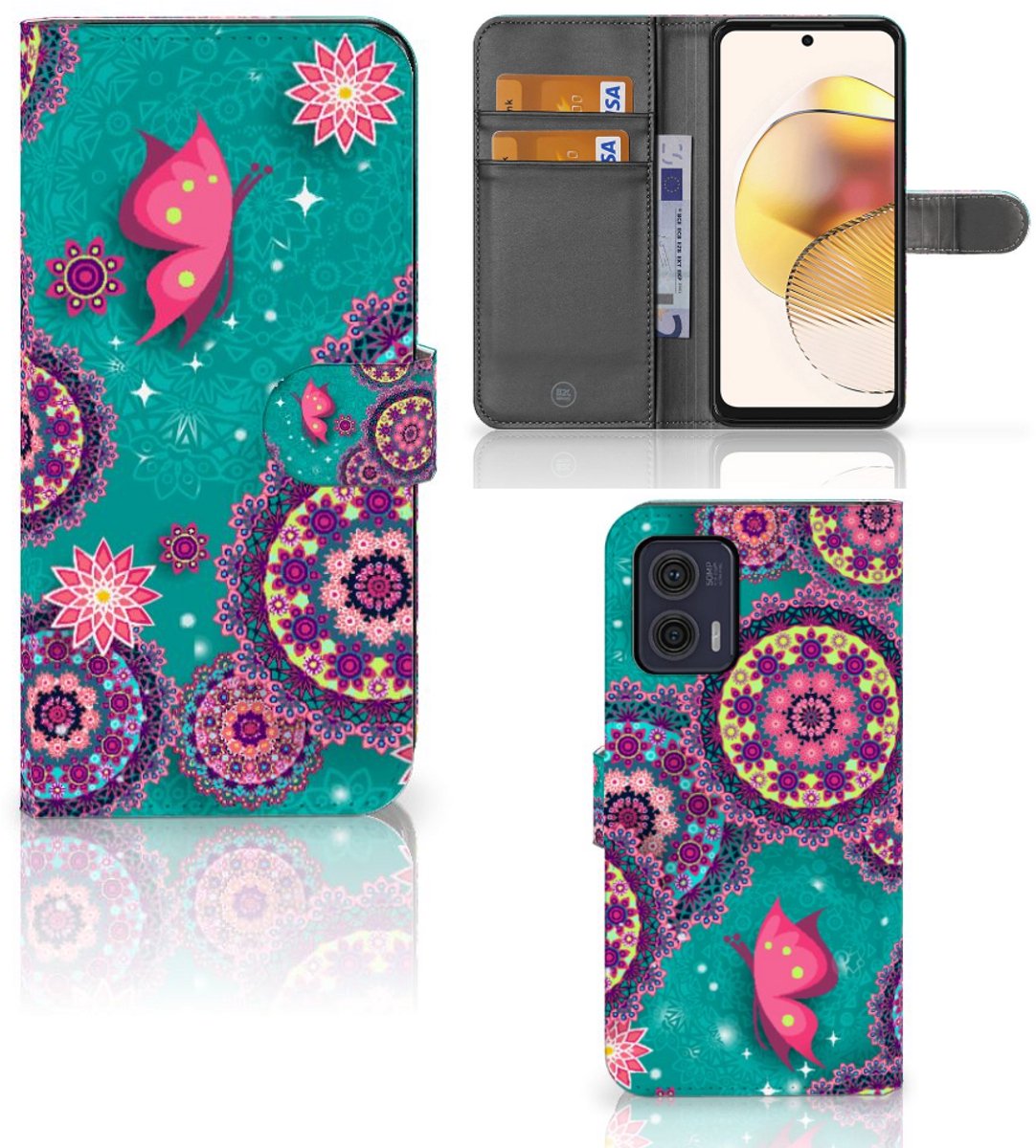 Motorola Moto G73 Hoesje Cirkels en Vlinders
