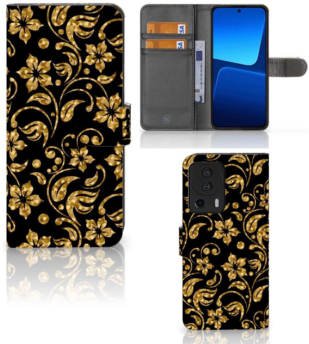 Xiaomi 13 Lite Hoesje Gouden Bloemen
