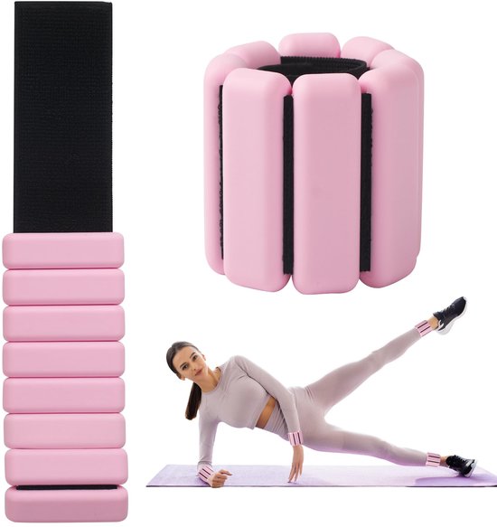 YYchan Enkelgewichten en Polsgewichten - Enkel en Pols gewichten - handgewichten - Fitness Pilates - 2 x 450 g (2* 1 lbs) - Verstelbaar - Fitness Pilates - Wrist & Ankle Weights - Ankle Strap - Gewichtsmanchetten - Roz
