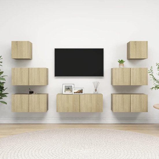 TV Meubel Set - TV Kast Set - Woonkamer Inrichten - Veel Opbergruimte - 7-Delig - Sonoma Eiken — afbeelding 5