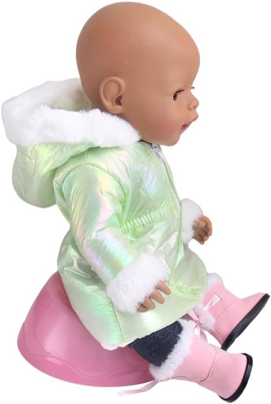 Poppenkleding Winterjas - Poppenjas Meisjespop - Aankleden Poppen - Speciaal voor 18 inch - Free size - Blauw — afbeelding 5