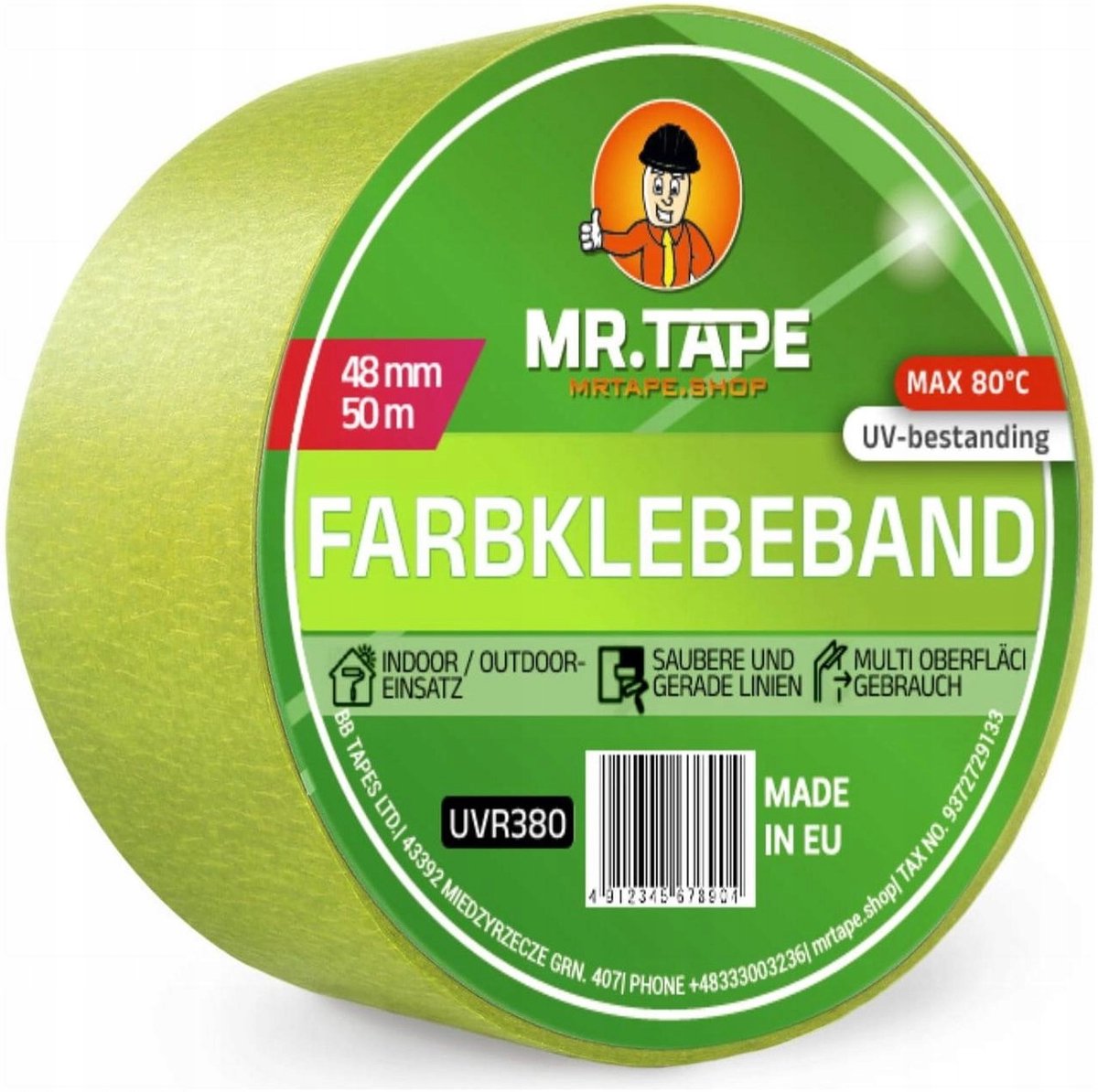 BB TAPES - Groene Schilderstape - 80°C - Solventlijm - UV-bestendig