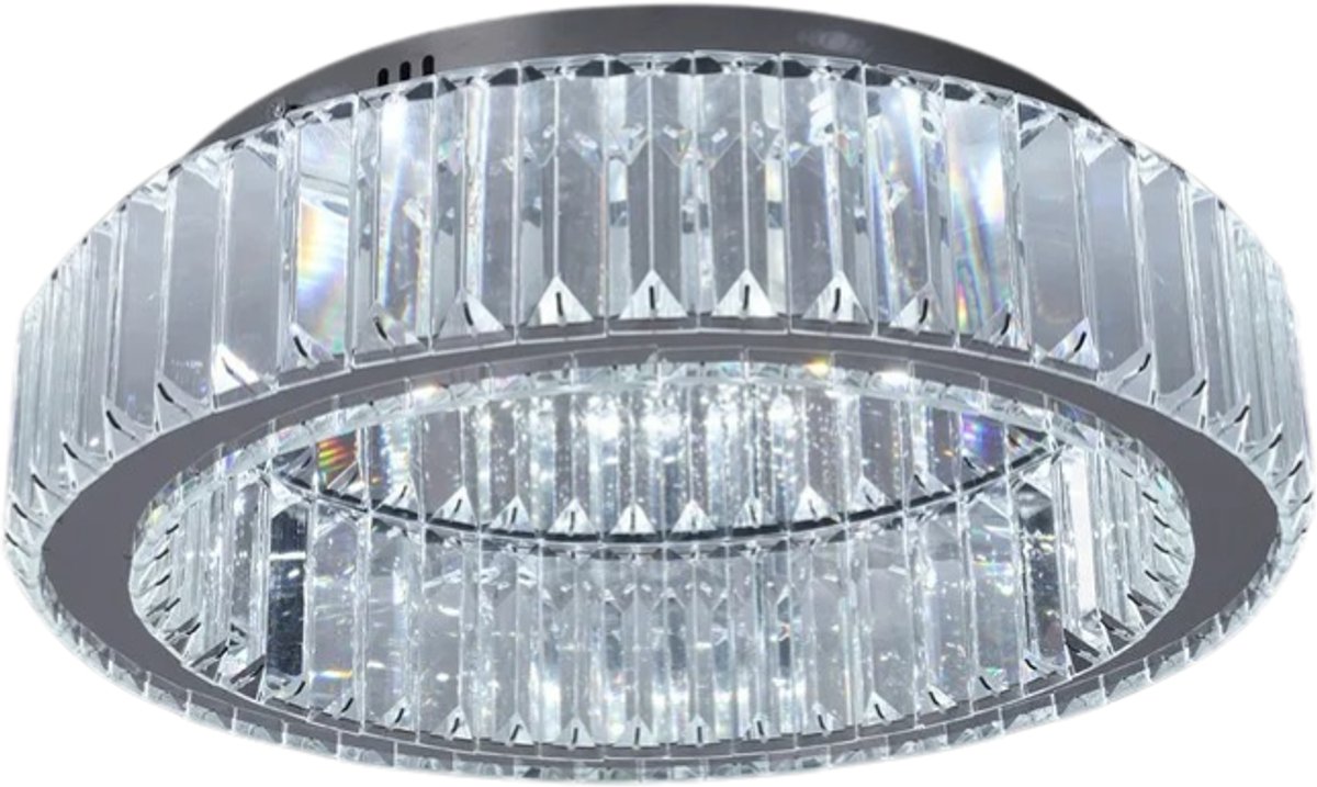 DIMICO - Kristallen LED Plafondlamp - Dimbare Luxe Lamp met Afstandsbediening, 3 Lichtkleuren en 40W - Woonkamer en Slaapkamer