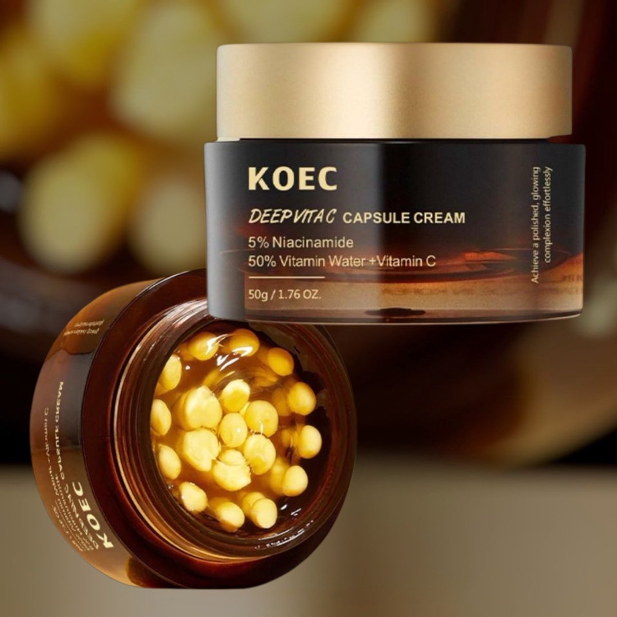 Deep Vita C Capsule Cream – KOEC- Vitamine C Capsules & Transparante Gel – Stralende Huid & Egale Teint – Korean Skincare – 50 g