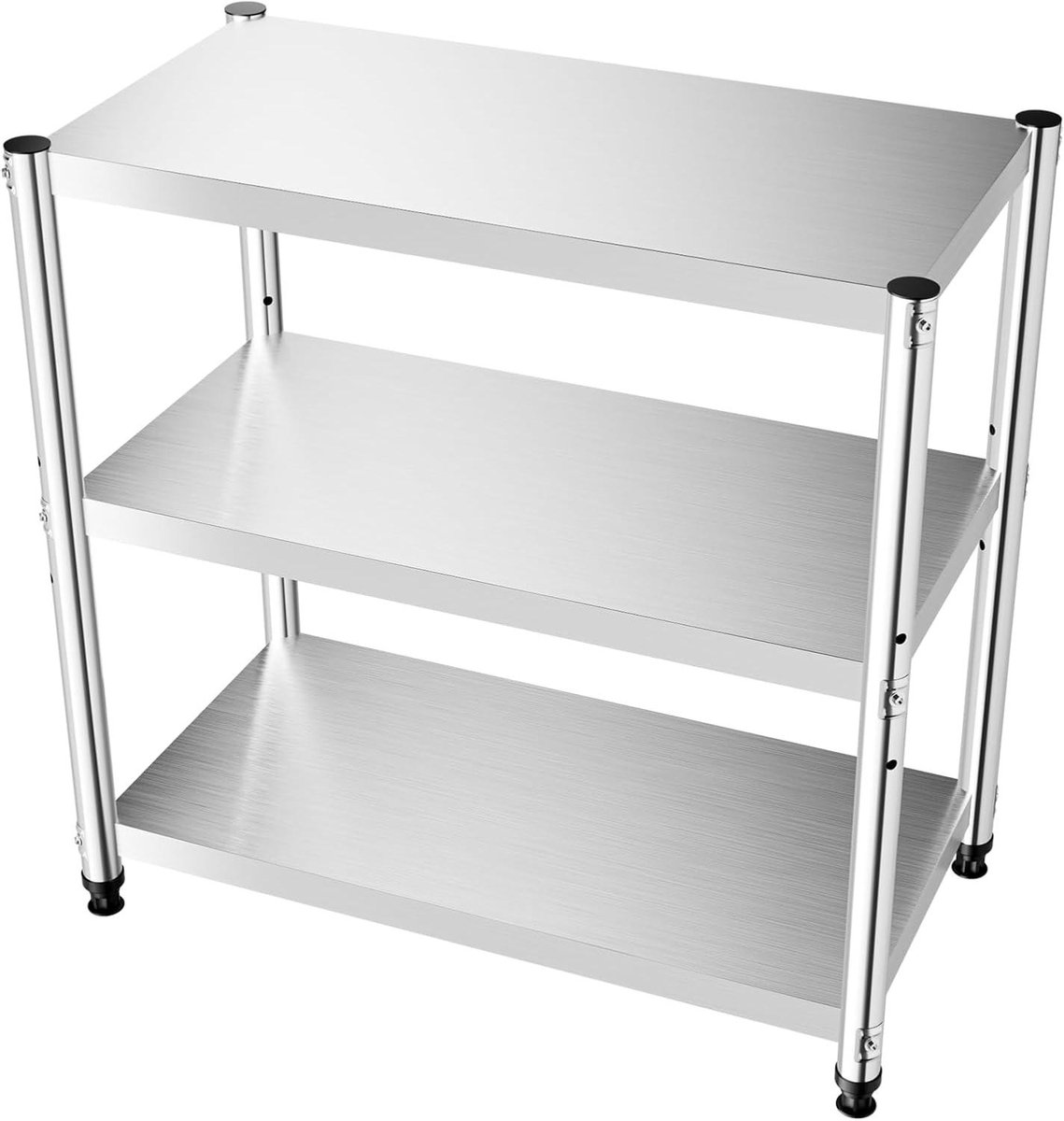 Keukenwerktafel - RVS tafel horeca - Voedselbereiding - Drie niveaus - 80x40x80cm - Zilver