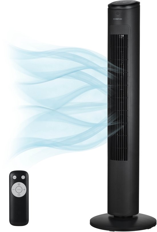 Inventum torenventilator 102 cm zwart, 3 snelheden, 4 windtypes, 90° oscillatie, timer, afstandsbediening