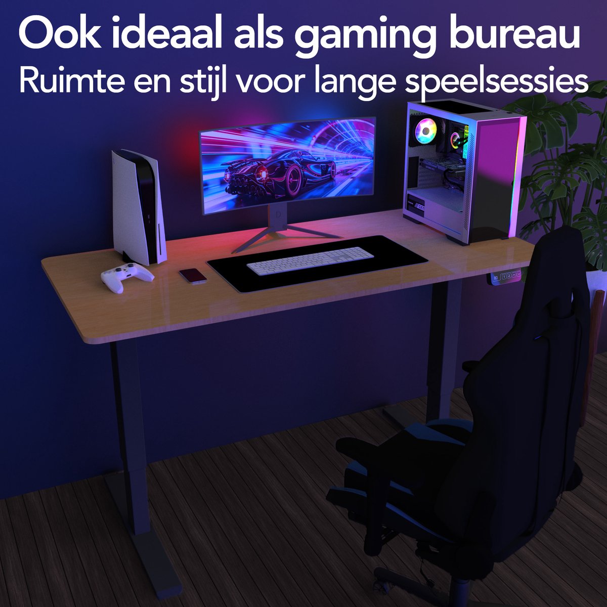 Infinity Goods Zit Sta Bureau - Elektrisch Verstelbaar In Hoogte - 120 x 60 CM - Geheugenfunctie - Bruin thumbnail 8