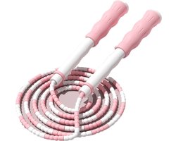 QTTVBTNA – 1 Stuk Sport Springtouw -Segment Tangle Free - Fitness Jump Rope Met Zachte Kralen - Voor Cardio Training Workout Conditie en Kracht - Speed Skipping Touw Voor Binnen en Buiten Sport - Duurzaam Lichtgewicht Makkelijk Meenemen- 2.6m - roze