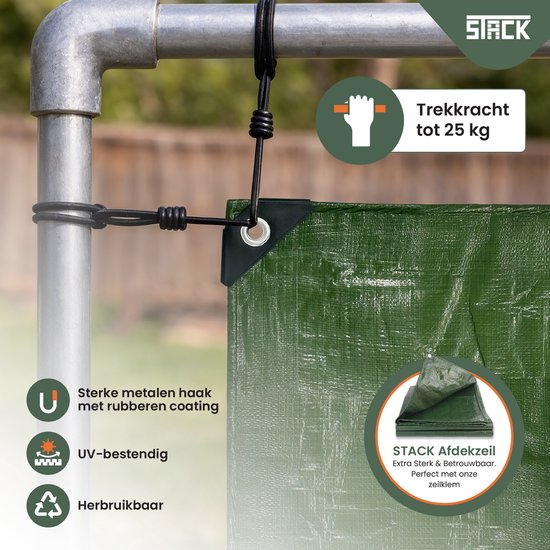 STACK Zeilspanner met Haak - 10 Stuks - Spanrubbers - Spanelastieken - Spanband voor Bootzeil/Zeil/Spandoeken van STACK — afbeelding 2