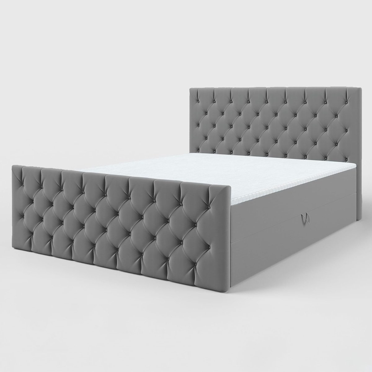 Boxspring 180x200 cm met opbergladen, matras H3 en topper – waterafstotende stof, luxe glam tweepersoonsbed met opbergruimte en hoofdbord – Magicvelvet – Urbanhome