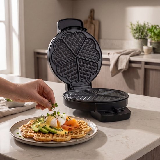Princess 132378 Wafelijzer - 5 hartvormige wafels - 1000W - Regelbare thermostaat - 5 standen - Anti aanbaklaag - PFAS-vrij - Zwart Gaufrier van Princess — afbeelding 5