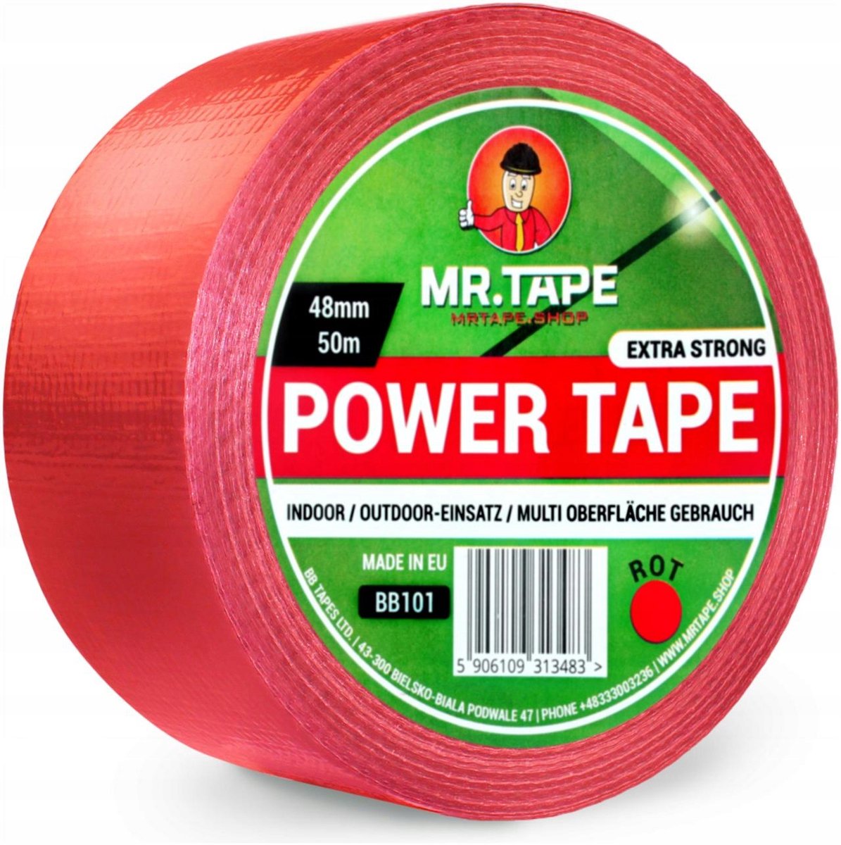 BB Tapes - Serie MrTape - Rode Duct Tape - 48mm x 50m - Waterdicht en Versterkt