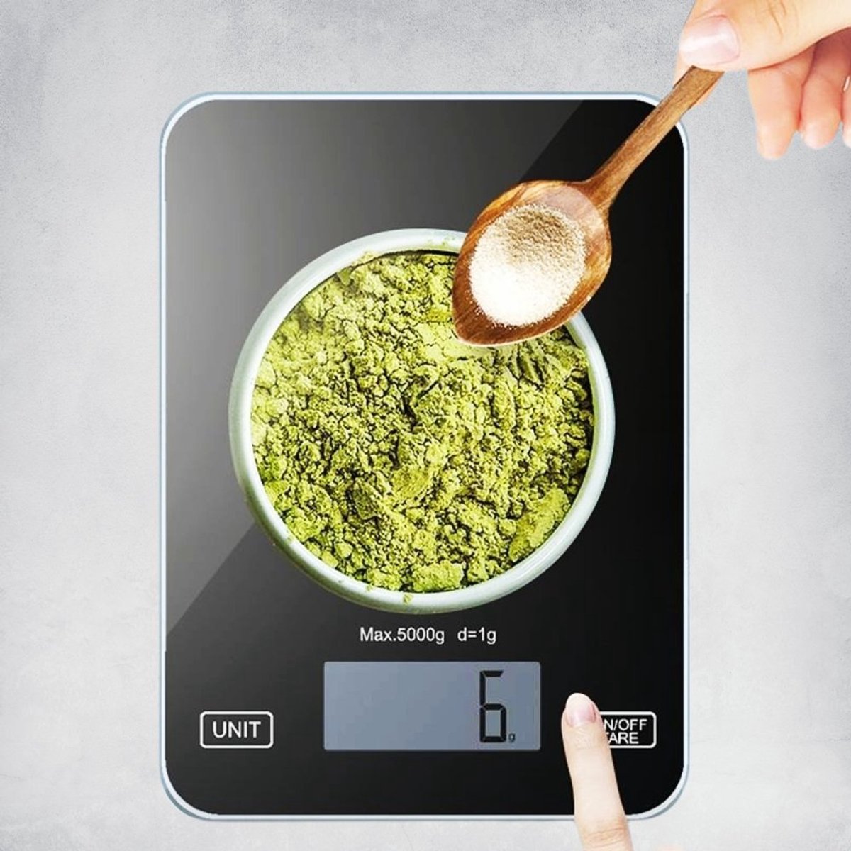Elektronische Keukenweegschaal - LCD Display - Touchknoppen - Zwart - Glazen Platform
