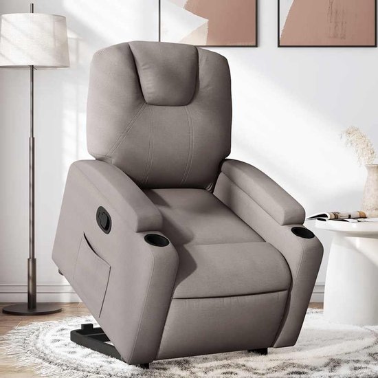 Sta-op stoel - Opsta-hulp fauteuil - Ondersteuning bij opstaan - Elektrische heffunctie - Zitdiepte 57 cm - Taupe — afbeelding 2