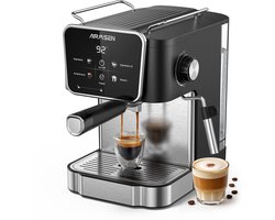 AIRMSEN Espressomachine - 20 Bar - Met Stoompijpje - Touchscreen - Pistonmachine - Zwart