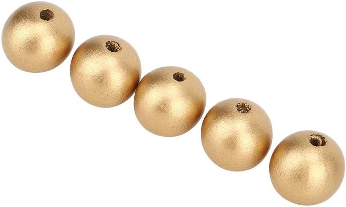 100 Stuks Gouden Houten Kralen 20mm Rond voor DIY Sieraden, Armbanden en Decoratie met 4-4.5mm Gat