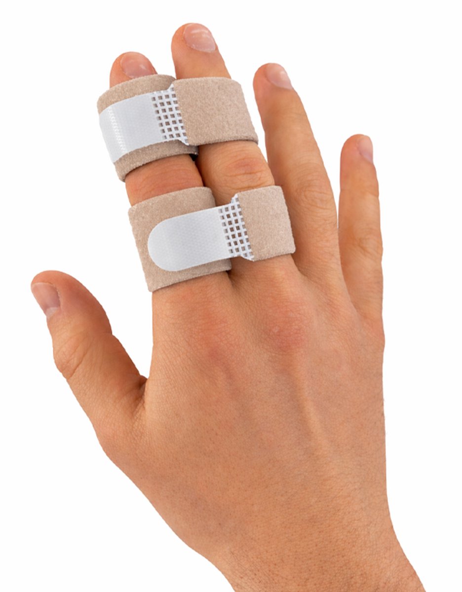 Buddy loops vingerspalk met klittenband maat M - 2 stuks -Huidskleur - Vingertape