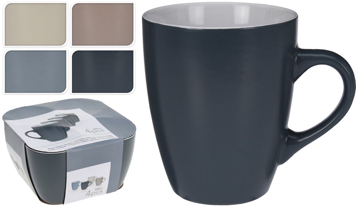 Lifetime Steengoed Mok Set - 340 ml, Set van 4, Multicolor