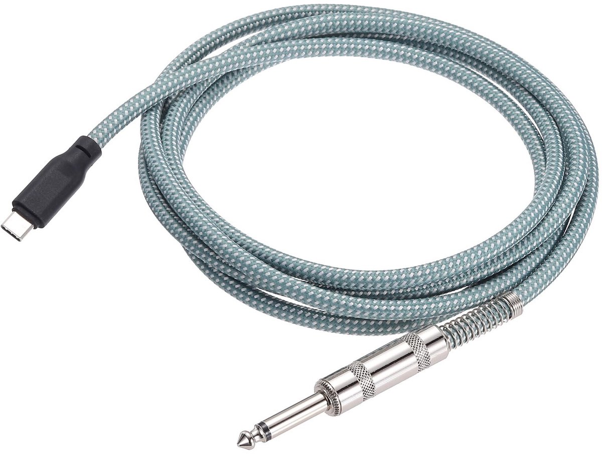 Cosensi - Elektrische Gitaar Kabel - USB C Adapter - 6.35mm Mono - 2 meter - Ideaal voor Opname - Compatibel met Smartphones en Laptops
