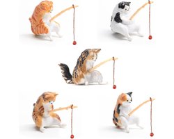 Katten Aquarium Ornamenten - Miniatuur Katten Beeldjes - Aquarium Decoratie - Set van 5 Unieke Katjes