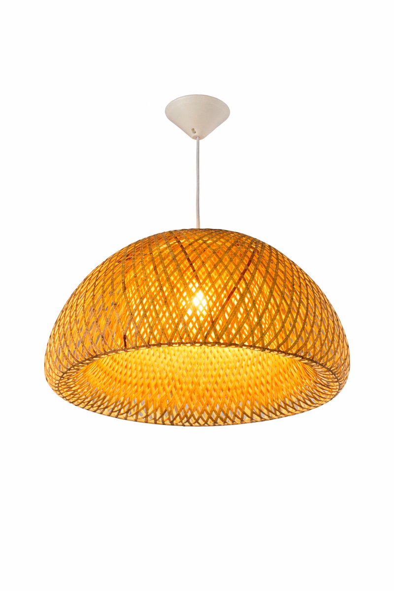Bamboe Hanglamp Ø45 cm – Hoi Son Dome Shade Large – Handgemaakt – Incl. pendel – Sfeerlamp Boho / Japandi – Eettafel lamp