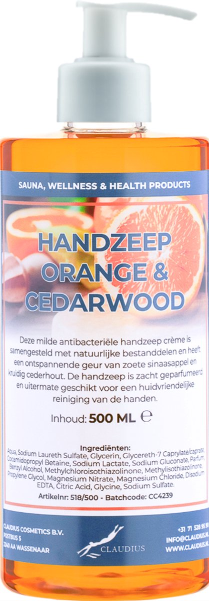 Handzeep Sweet Orange & Cedarwood 500 ml - met gratis pomp
