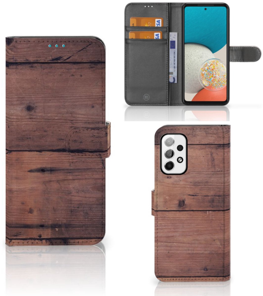 Samsung Galaxy A73 5G Book Style Case Old Wood
