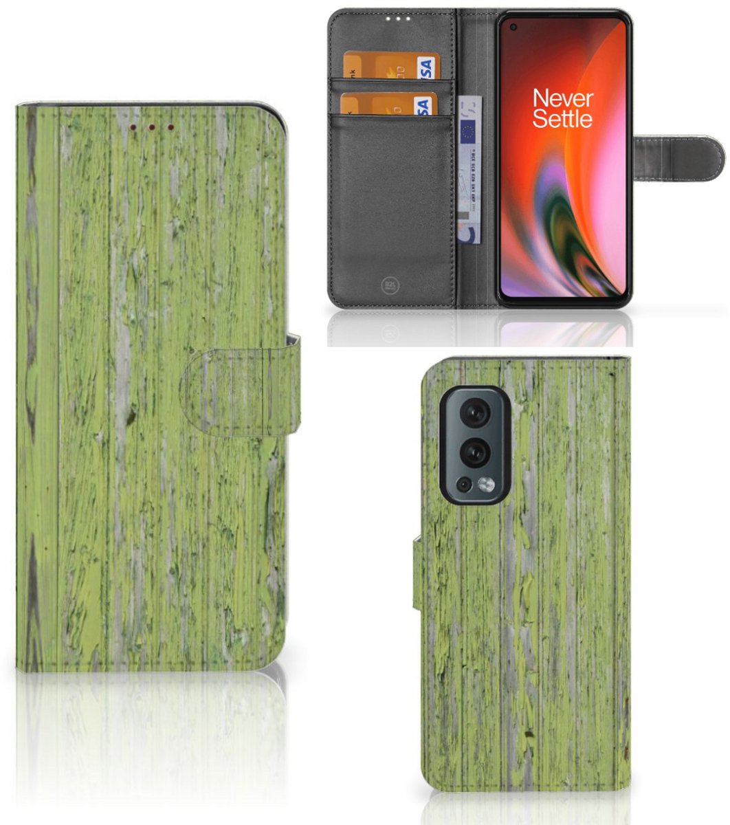 OnePlus Nord 2 5G Book Style Case Green Wood